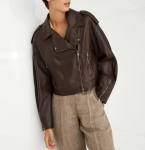 Кожаная куртка  Brunello Cucinelli Артикул LUX-110727. Вид 1