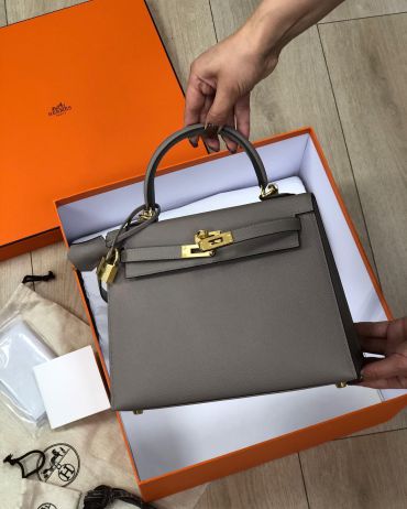 Сумка женская Kelly 25 cm, Epsom, Color Gris Tourterelle  Hermes LUX-39067