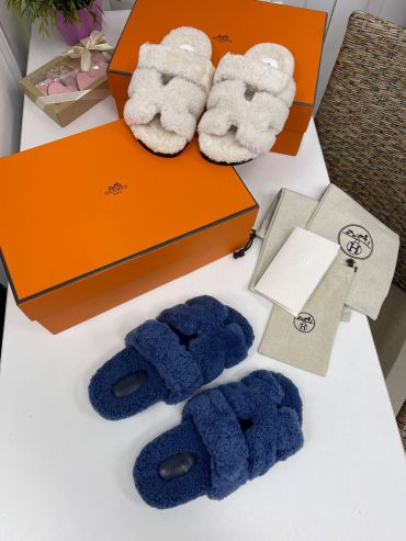 Меховые тапочки Hermes LUX-86100