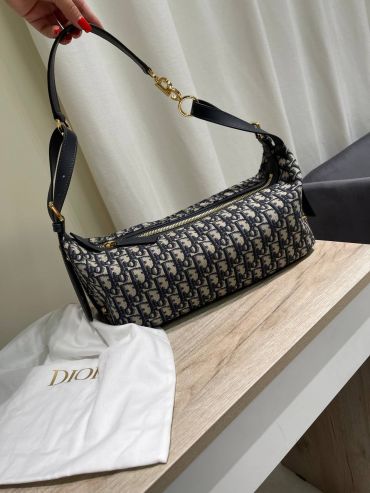 Сумка женская D-Journey Жаккард Dior Obligue синего цвета