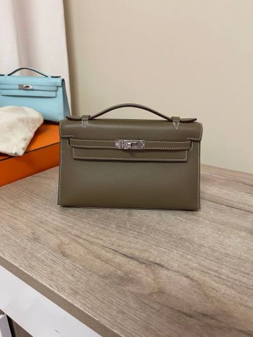 Сумка женская Kelly Pochette Taupe color Hermes LUX-118589