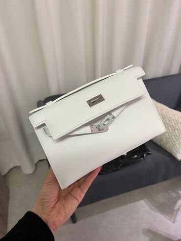 Сумка женская Kelly Pochette Blanc color Hermes LUX-118588