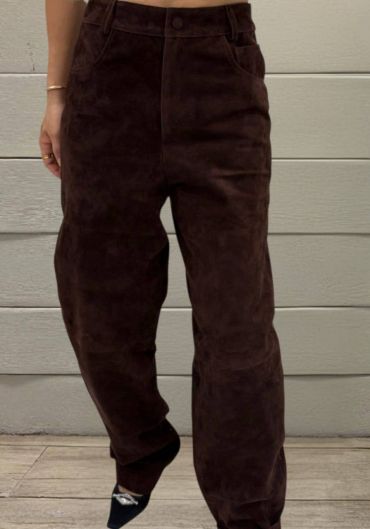 Замшевые брюки The Row LUX-124995
