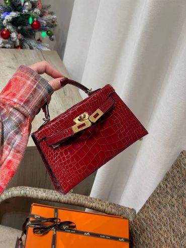 Сумка женская Kelly mini Crocodile Alligator Lisse Hermes LUX-127277