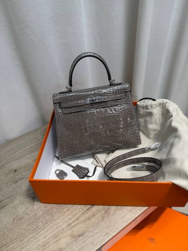 Сумка женская Kelly, 25, PHW Crocodile Alligator Lisse Hermes LUX-136056