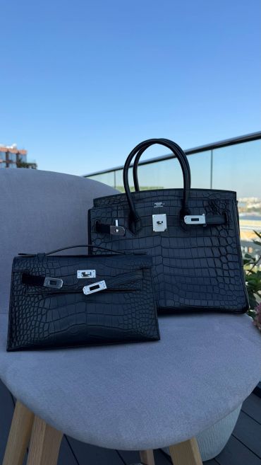 Сумка женская Kelly Pochette, PHW Crocodile Niloticus Mat  Hermes LUX-137308