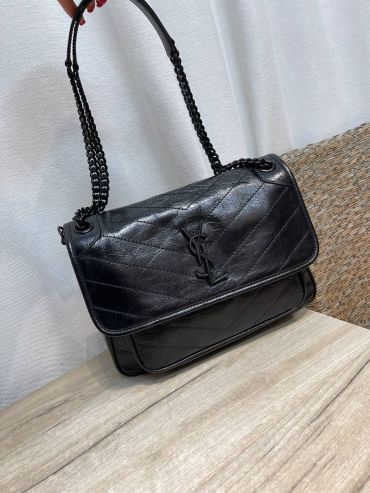 Сумка женская Niki из винтажной кожи с тисненым логотипом Yves Saint Laurent LUX-137520